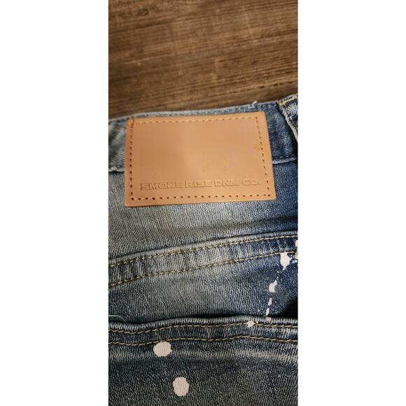 Smoke Rise Men's Acid Light Wash Distressed Canvas Blue Jeans Size 32x32. 2181 - Picture 3 of 7